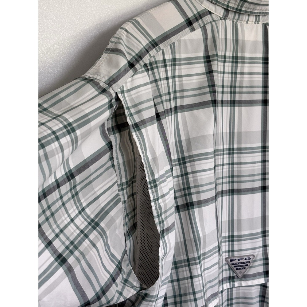 Columbia PFG Super Bahama Shirt Mens Large Green Plaid Short Sleeve Omni-Shade - Picture 6 of 10